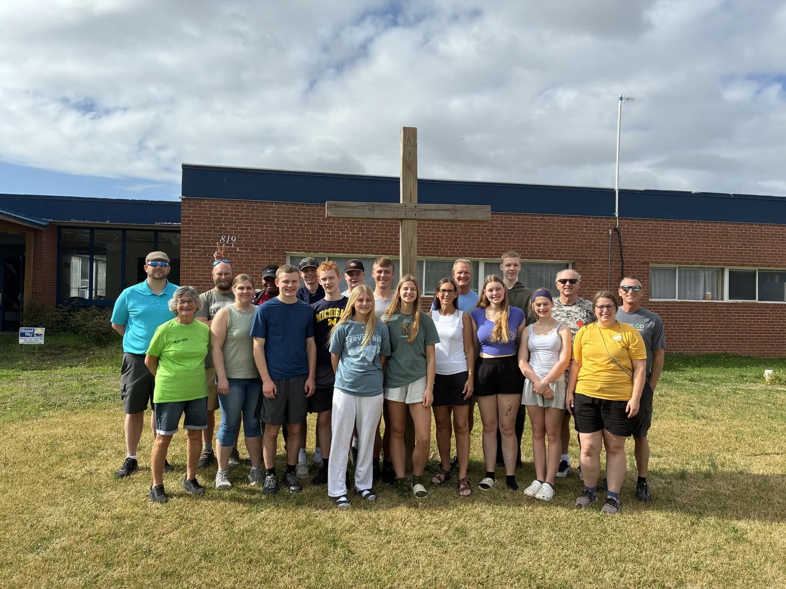 A CRM volunteer team gathered at the ministry campus